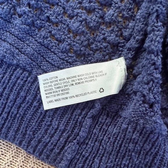 100% Cotton Navy Blue Women's Sweater - Picture 3 of 6